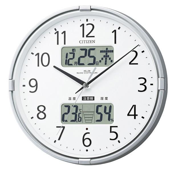 シチズン　高精度温湿度計付電波掛時計 インフォームナビF 4FY618-019　リズム時計