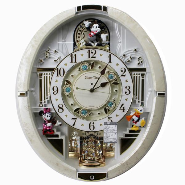 セイコー からくり時計 ディズニータイム  ミッキー １２曲 ホワイトマーブル柄 FW580W　取り...