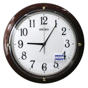セイコー 電波掛け時計 八角型 電池切れ予告 木枠 濃茶木地塗装 光沢