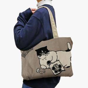 犬猫柄ヨコ型トートバッグ イヌ ネコ アニマル...の詳細画像5