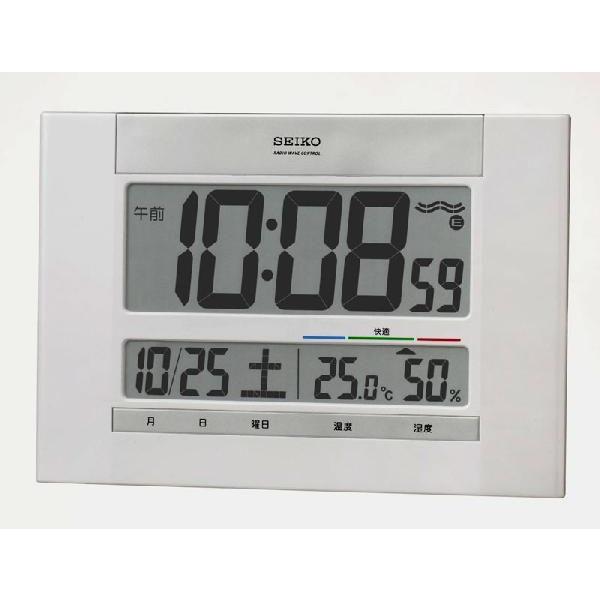 送料無料　訳あり特価　セイコー 電波掛置兼用時計　SQ429W　温湿度　快適度表示　シルバー