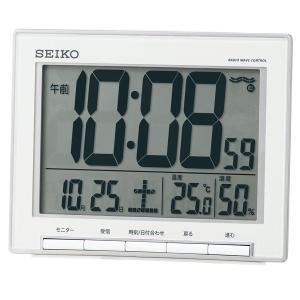 セイコー　電波デジタル目覚まし時計 電波時計 SQ786S　デジタルカレンダー　温度湿度表示 電波時計 文字高最大47mm シルバー｜mokubakagu