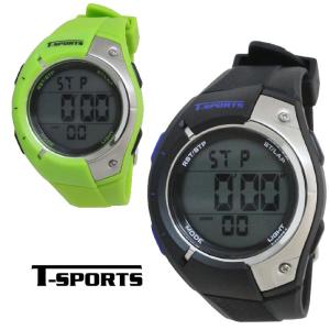 T-SPORTS ティースポーツ デジタルウオッチ 腕時計 メンズ 防水 ストップウォッチ ラップタイム TS-D033-BK/TS-D033-GN