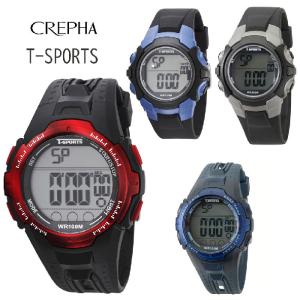 クレファー T-SPORTS ティースポーツ デジタルウオッチ 腕時計 ブラック TS-D228-BK/ブルー TS-D228-BL/ネイビー TS-D229-NV/レッド TS-D229-RD 10年電池