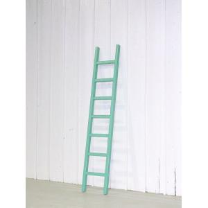 小さな木製梯子（はしご）７段1.54m　ライトグリーン・ハシゴ・ラダー・ロフト