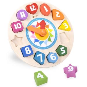 時計 知育玩具 数字 3歳 4歳 パズル 型はめ 木のおもちゃ チクタク時計｜mokuguru