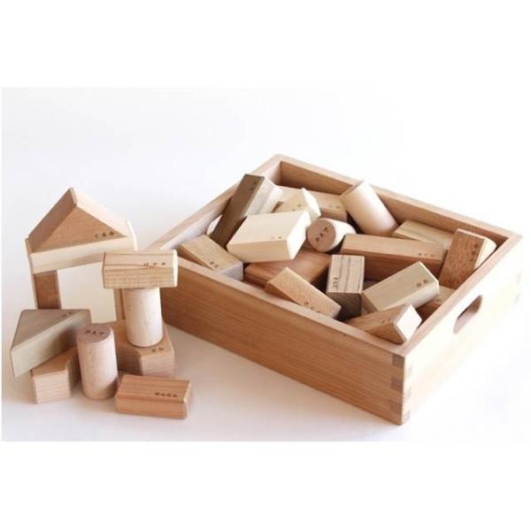積み木 日本製 無塗装 知育玩具 1歳 2歳 3歳 オークヴィレッジ 寄木の積木 木箱入り