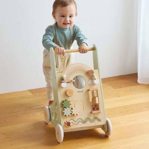 赤ちゃん 手押し車 カタカタ おもちゃ 木製 1歳 知育玩具 ポーラービー アクティビティベビーウォーカー｜mokuguru
