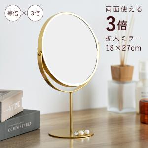 永井興産 卓上スタンドミラー ハイタイプ 片面拡大鏡 3倍率 LINO