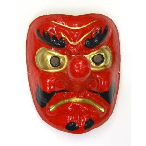 赤い天狗木製の面S 天狗面 木彫り 木製 壁掛け 赤天狗 - メルカリ