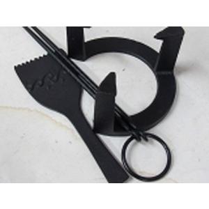 火箸、灰ならし、五徳、3点南部鉄セット、（中型火鉢用、サイズ注意）五徳直16ｃｍ