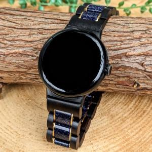 ピクセルウォッチ バンド 木製 エボニーウッド ブルーサンドストーン Pixel Watch グーグル ピクセル ウォッチ2 3 4 日本製 おしゃれ アインバンド EINBAND