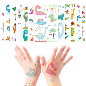 タトゥーシール 恐竜かわいい 子供ダイナソー ボディシール用顔 腕 長持ち Fanoshon 12枚 女性刺青シール ステッカー 夏 綺麗に TATT