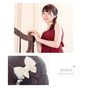 リボン ビジュー コーム ヘア ヘアアクセサリ...の詳細画像2