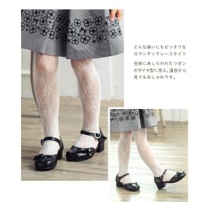 レースタイツ リボン柄 タイツ 発表会 コンク...の詳細画像1