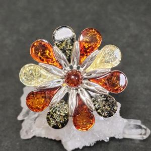 天然琥珀1点ものハンドメイド シルバーリング 送料無料 Silver925