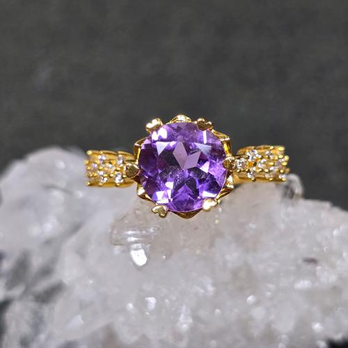 アメシスト　リング　アメジスト　指輪　ゴールド　キラキラ