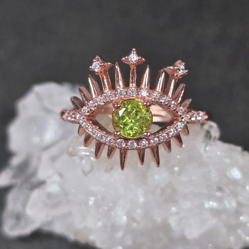 ペリドット　evil eye　リング　ペリドット　指輪　ピンクゴールド　キラキラ