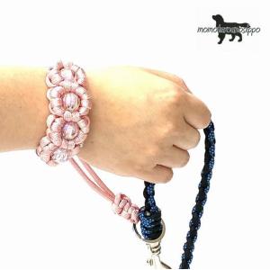 PARACORD LEASH パラシュートコード リーシュ（フラワー）すっぽ抜け防止！サブリード カラー：N サクラピンク 送料無料（ポスト投函便）｜momo-tail