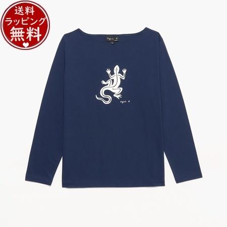 アニエスべー agnes b Tシャツ コットンロングTシャツ ネイビー Lサイズ