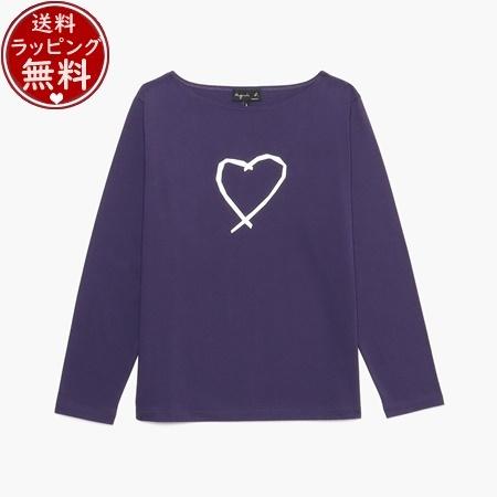 アニエスべー agnes b Tシャツ TS サラエボハート コットンロングTシャツ パープル系 L...