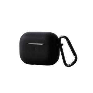 エレコム AirPods Pro対応アクセサリ シリコンケース コネクタキャップ カラビナ付 ブラック AVA-AP2SCBK｜momoda