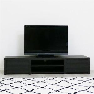 タップ収納付き テレビ台/テレビボード 〔幅177cm ブラック〕 背面タップ収納付き 日本製 組立品〔代引不可〕｜momoda