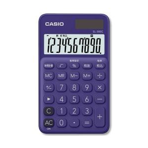 （まとめ）カシオ カラフル電卓 10桁 手帳タイプ パープル SL-300C-PL-N 1台〔×2セット〕｜momoda