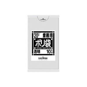 〔まとめ〕 日本サニパック ポリゴミ袋 N-23 透明 20L 10枚 〔×10セット〕｜momoda