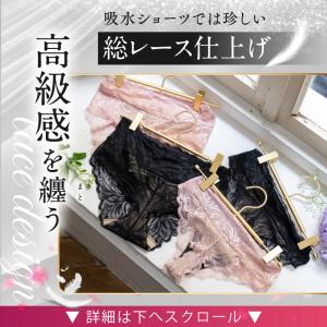 モモフル 吸水ショーツ ブラック Lサイズ レース 通常タイプ 2枚セット 吸水ショーツ レース 2枚セット 新発売 Tバック サニタリー