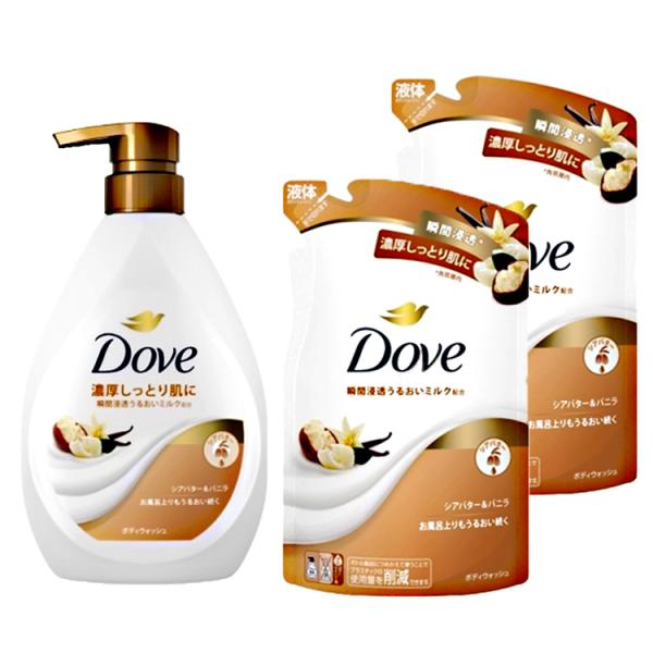 ユニリーバ DOVE ダヴ ボディウォッシュ シアバター＆バニラ ポンプ本体470g &amp; 詰替用33...