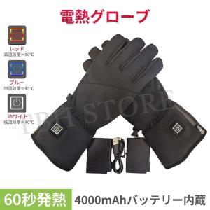 電熱手袋 電熱グローブ 防寒対策 裏起毛 防風 冬用 USB充電式 バッテリー付き 3段階温度調節 ヒーター内蔵 10時間連続稼働 タッチパネル対応 バイク用 男女兼用