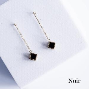 Noir】 K18 18金 ゴールド オニキス スクエア リング レディース 0号