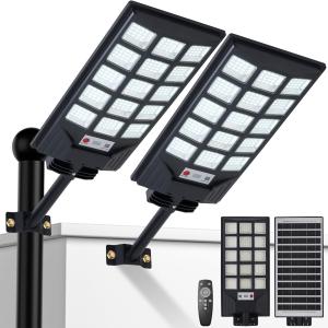 LEDソーラー街灯 屋外 IP66防水 外灯 ソーラーライト、8500Kの太陽光発電の外灯、モーションセンサーとリモコン付きのLED夜明けから夜明けまでの防水スポット