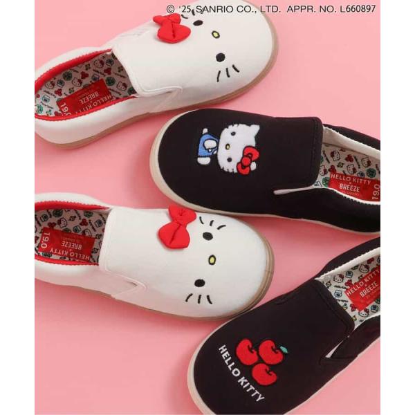 【ハローキティ】モチーフスリッポン(キッズサイズ)　BREEZE J147036　ブラック　オフホワ...