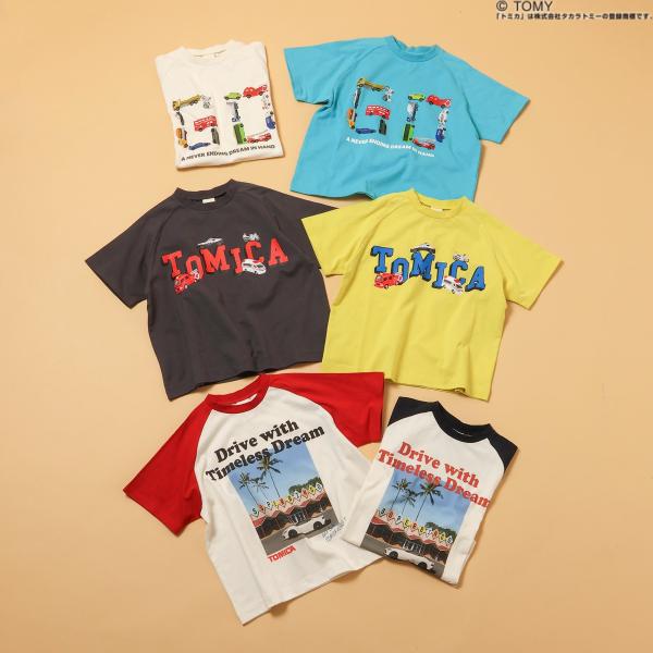 TOMICA×BREEZE グラフィックTシャツ　BREEZE　チャコール　アイボリー