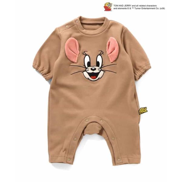 【リンク】トム＆ジェリー　もちふわあったかカバーオール　Ampersand　ブラウン　80サイズ