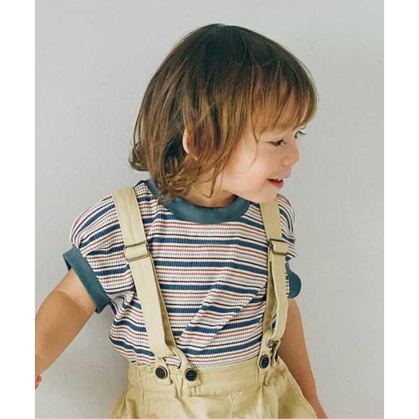 p.premier　マルチボーダーワッフルトップス　ブルー　男の子　女の子　子供服