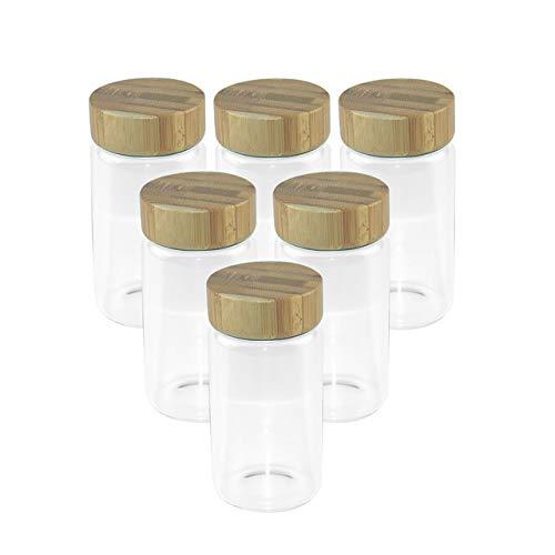 None 竹の蓋付きの透明なガラス瓶100 ml、収納瓶、飾り瓶は、小さなものや液体を密封して収納で...
