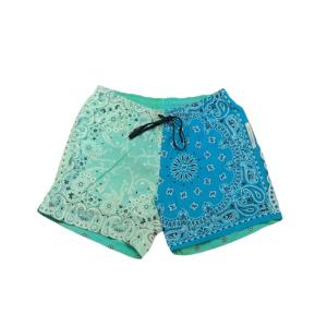 Children of the discordance【チルドレオブザディスコーダンス】BANDANA PATCH SHORT PANTS TURQUOISE (COTDPT-328B)｜mondejacomo002