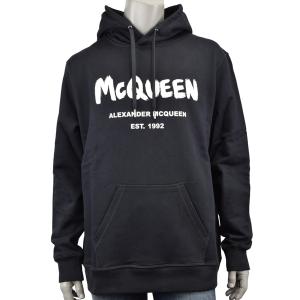 Alexander McQUEEN アレキサンダー・マックイーン GRAFFITI HOODIE/ロゴ パーカー/ブラック/688715 QTZ81 0901｜mondorobe