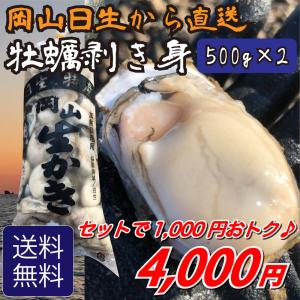 剥き身牡蠣(かき)-500g×2セット 岡山県備前市日生(ひなせ)町から産地直送（加熱用）