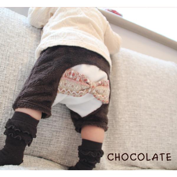 子供服パンツファーお尻リボン付きふわふわミラクルファーのハーフパンツ保育園ベビー服ズボン赤ちゃん