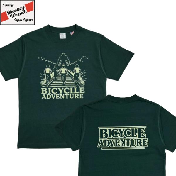 "BICYCLE ADVENTURE"  T-SHIRT / GREEN / MONKEY WREN...