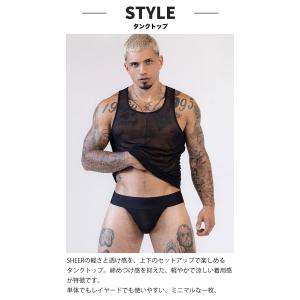 タンクトップ メンズ シースルー メッシュ C...の詳細画像4