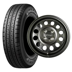 ダンロップ VAN01 145R12 6PR ホイールセット ケイフィネス D12 K.Finesse マットブラック オリジナルカラー 軽トラック バン サマータイヤ 4本セット｜monkeys