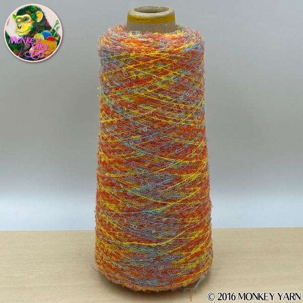 カルモアS140絣 506(毛混のブークレを絣染めした糸) 約100グラム