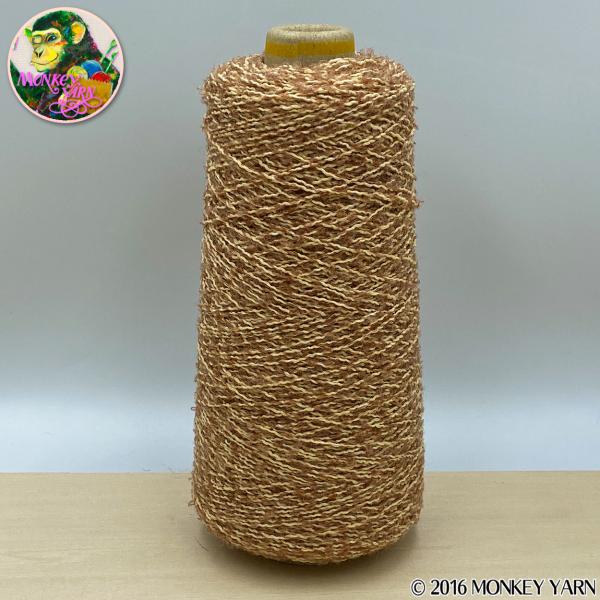 TZJ2344 208 チャイロ杢(ナイロンスラリットリングx毛混ブークレの杢糸) 約100グラム