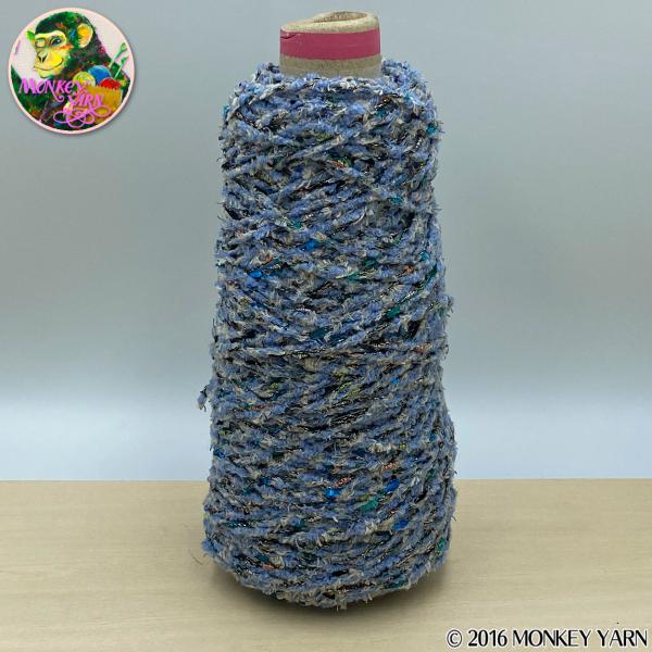 TZN2561 ブルー系(モール+ラメノット+ブークレ+カールのファンシーヤーン) 約100グラム