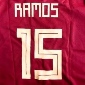 大人用 A014 スペイン RAMOS*15 セルヒオ ラモス 赤 18 ゲームシャツ パンツ付 ユ...